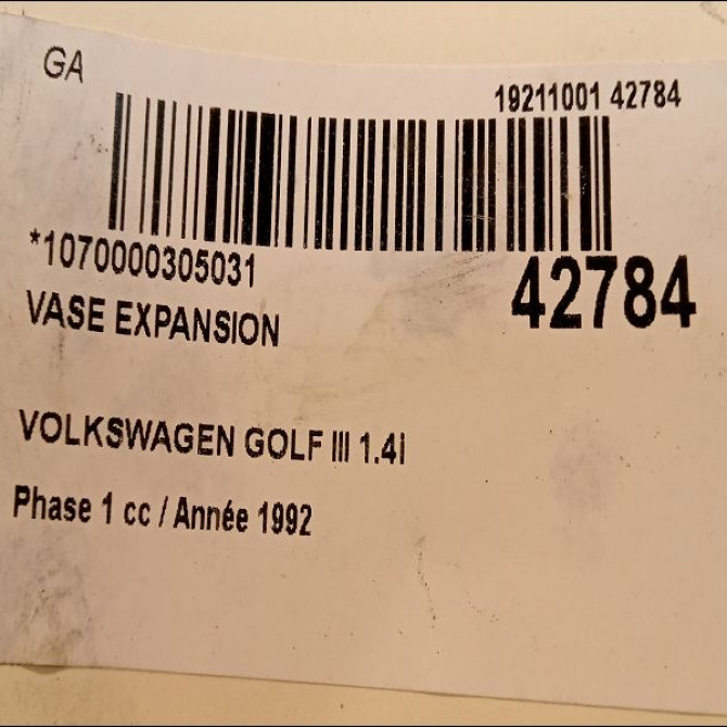 Vase expansion occasion VOLKSWAGEN GOLF III Phase 1 01-1992->12-1997 1.4i 60ch 1H0121407A 3