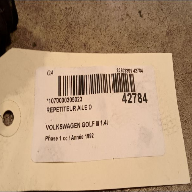 Répétiteur aile droite occasion VOLKSWAGEN GOLF III Phase 1 01-1992->12-1997 1.4i 60ch 1H0949101B 2