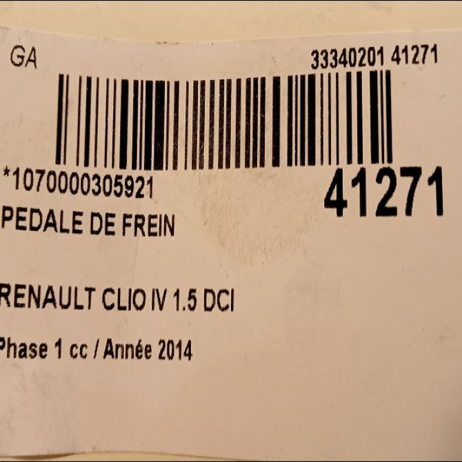 Pedale de frein occasion RENAULT CLIO IV Phase 1 07-2012->... 1.5 DCI 90ch 465011442R 2