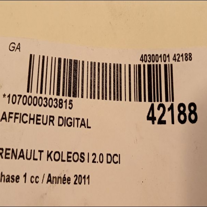 Afficheur digital occasion RENAULT KOLEOS I Phase 1 06-2008->12-2011 2.0 DCI 16v 150ch 5