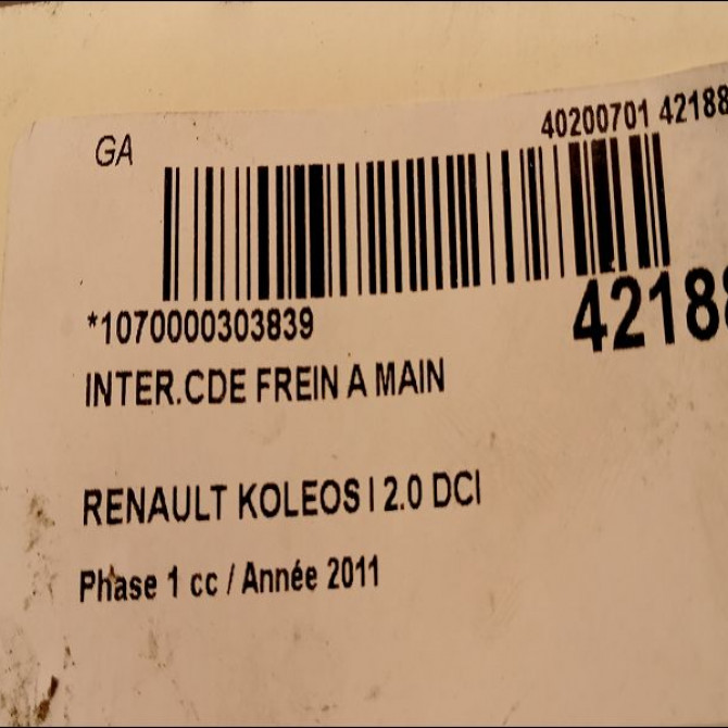 Interrupteur commande de frein a main occasion RENAULT KOLEOS I Phase 1 06-2008->12-2011 2.0 DCI 16v 150ch 3