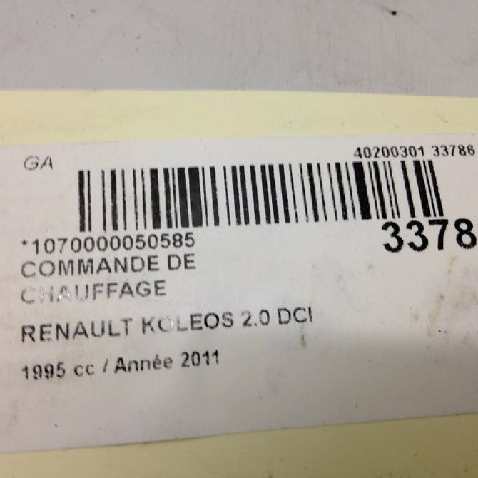 Commande de chauffage occasion RENAULT KOLEOS I Phase 1 06-2008->12-2011 2.0 DCI 150ch 275103350R 4