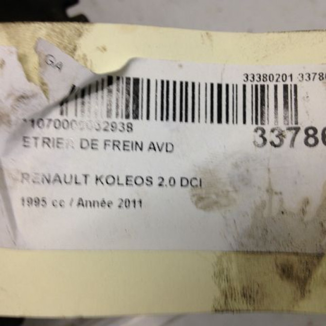 Etrier de frein avant droit occasion RENAULT KOLEOS I Phase 1 06-2008->12-2011 2.0 DCI 150ch 41001JY00A 3