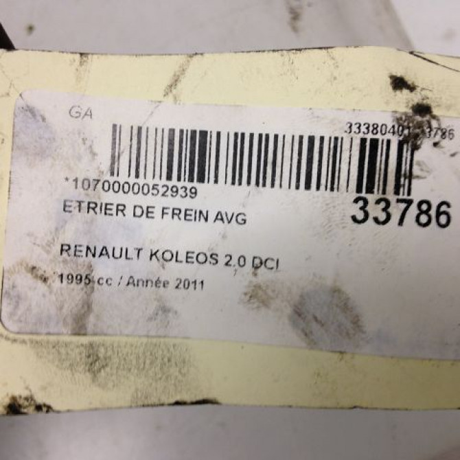 Etrier de frein avant gauche occasion RENAULT KOLEOS I Phase 1 06-2008->12-2011 2.0 DCI 150ch 41011JY00A 3