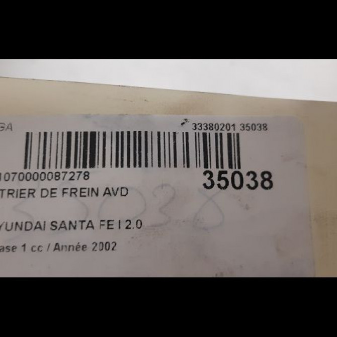 Etrier de frein avant droit occasion HYUNDAI SANTA FE I Phase 1 10-2000->09-2006 2.0 CRDI 2WD 5819026A10 3