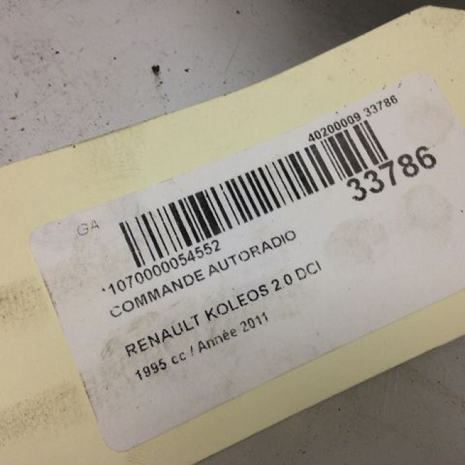 Commande autoradio occasion RENAULT KOLEOS I Phase 1 06-2008->12-2011 2.0 DCI 150ch 3
