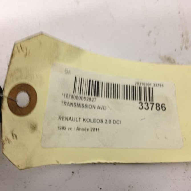 Transmission avant droite occasion RENAULT KOLEOS I Phase 1 06-2008->12-2011 2.0 DCI 150ch 39100JY04B 5