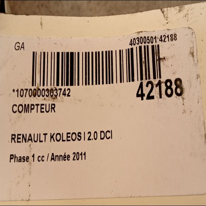Compteur occasion RENAULT KOLEOS I Phase 1 06-2008->12-2011 2.0 DCI 16v 150ch 248109914R 3