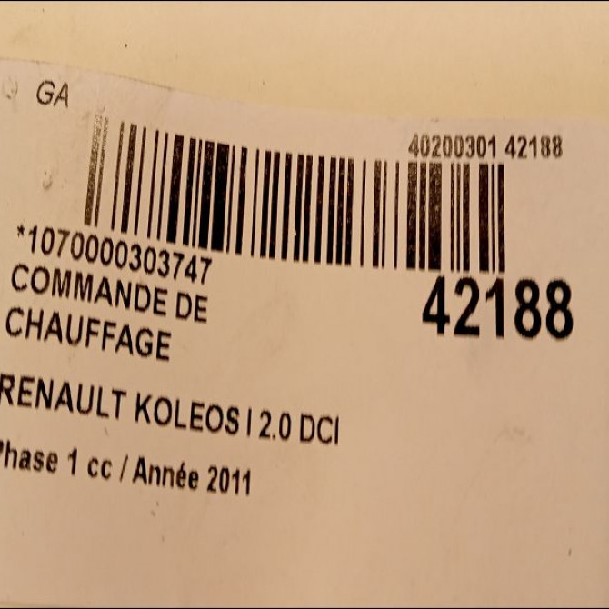 Commande de chauffage occasion RENAULT KOLEOS I Phase 1 06-2008->12-2011 2.0 DCI 16v 150ch 275103350R 3