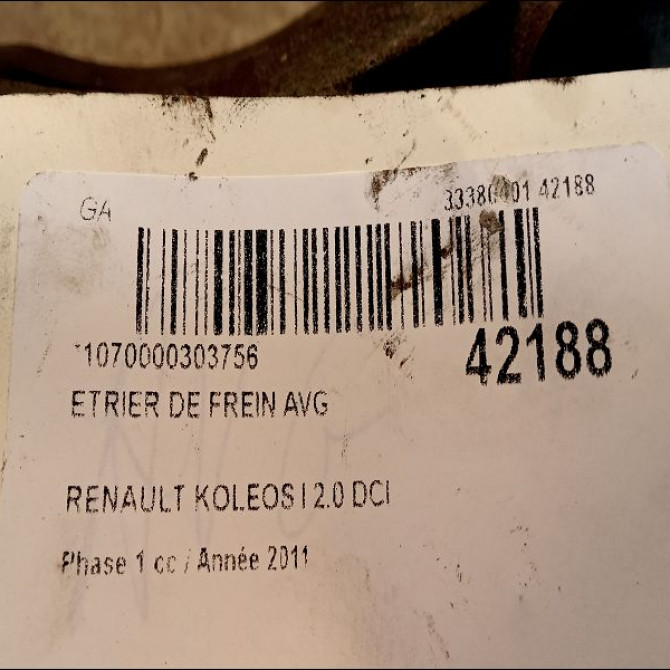 Etrier de frein avant gauche occasion RENAULT KOLEOS I Phase 1 06-2008->12-2011 2.0 DCI 16v 150ch 41011JY00A 3