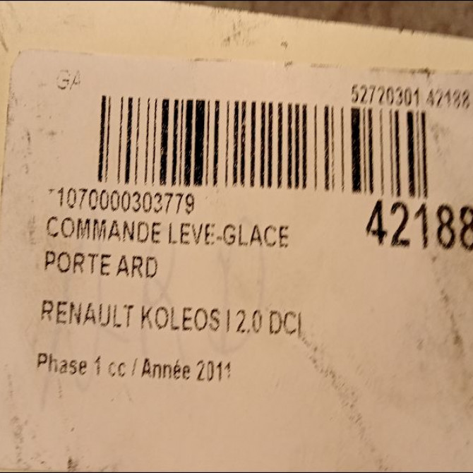 Commande leve-glace porte arrière droite occasion RENAULT KOLEOS I Phase 1 06-2008->12-2011 2.0 DCI 16v 150ch 3