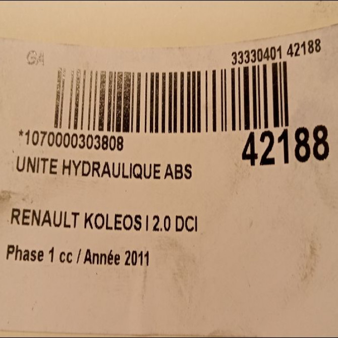Unité hydraulique ABS occasion RENAULT KOLEOS I Phase 1 06-2008->12-2011 2.0 DCI 16v 150ch 47660JY53C 3