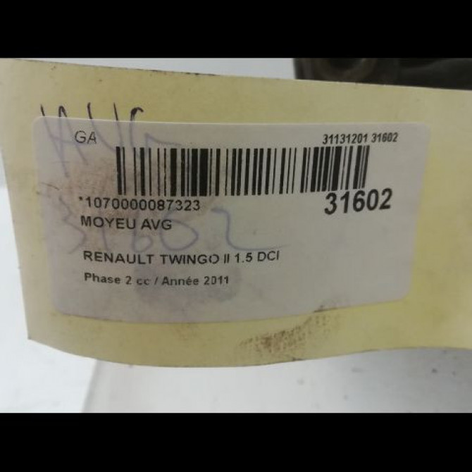 Moyeu avg occasion RENAULT TWINGO II Phase 2 12-2011->12-2014 1.5 DCI 75ch 402101554R 3