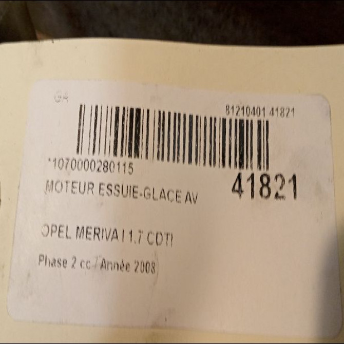 Moteur essuie-glace avant occasion OPEL MERIVA I Phase 2 01-2006->09-2010 1.7 CDTI 100ch 23003807 3