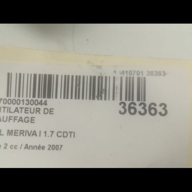 Ventilateur de chauffage occasion OPEL MERIVA I Phase 2 01-2006->09-2010 1.7 CDTI 100ch 13128422 3