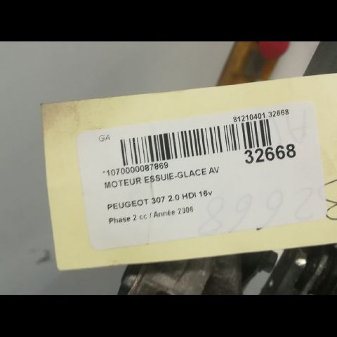Moteur essuie-glace avant occasion PEUGEOT 307 Phase 2 06-2005->03-2008 2.0 HDI 16v 136ch 6405R0 4