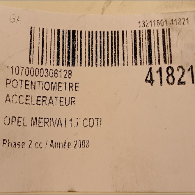 Potentiometre accelerateur occasion OPEL MERIVA I Phase 2 01-2006->09-2010 1.7 CDTI 100ch 4