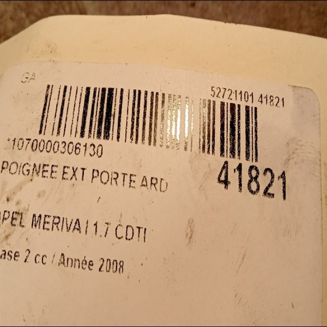 Poignee ext porte ard occasion OPEL MERIVA I Phase 2 01-2006->09-2010 1.7 CDTI 100ch 9201128 3