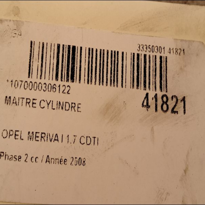 Maitre cylindre occasion OPEL MERIVA I Phase 2 01-2006->09-2010 1.7 CDTI 100ch 93191205 3