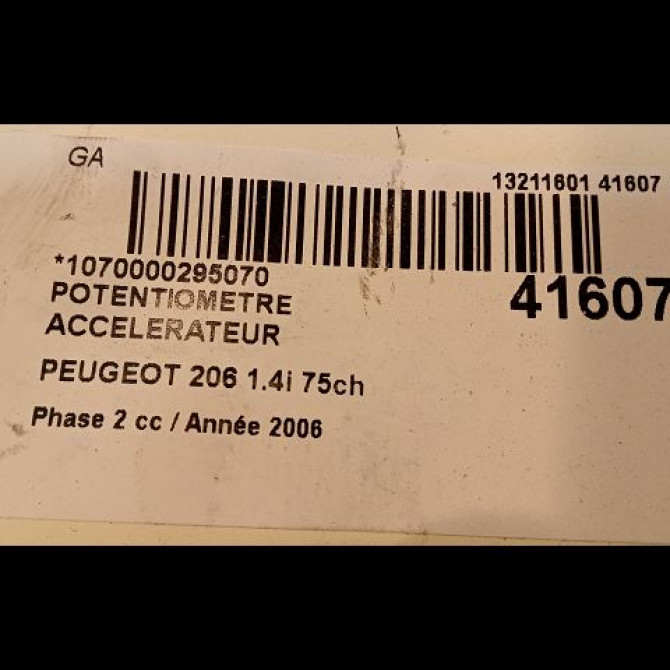 Potentiometre accelerateur occasion PEUGEOT 206 Phase 2 02-2003->02-2009 1.4i 75ch 4