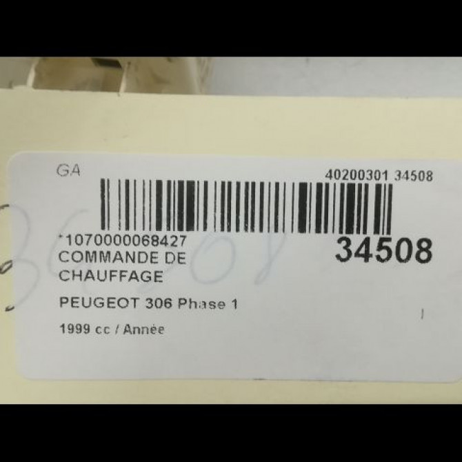 Commande de chauffage occasion PEUGEOT 306 Phase 1 09-1994->03-1997 6451F2 4