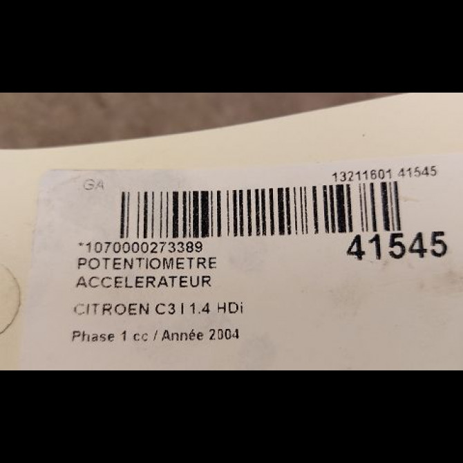 Potentiometre accelerateur occasion CITROEN C3 I Phase 1 04-2002->10-2005 1.4 HDi 2