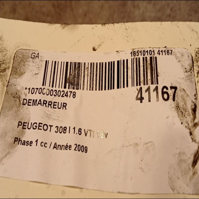 Démarreur occasion PEUGEOT 308 I Phase 1 09-2007->03-2011 1.6 VTI 16v 120ch 4