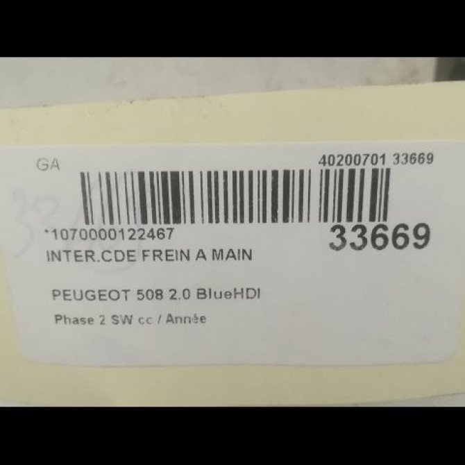 Interrupteur commande de frein a main occasion PEUGEOT 508 Phase 2 SW 06-2014->... 2.0 BlueHDI 180ch 96772967ZD 3