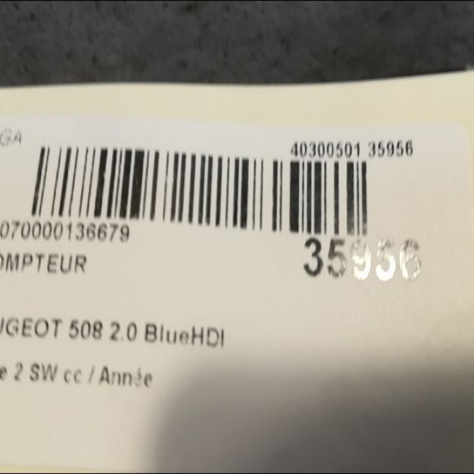 Compteur occasion PEUGEOT 508 Phase 2 SW 06-2014->... 2.0 BlueHDI 180ch 9822725580 3