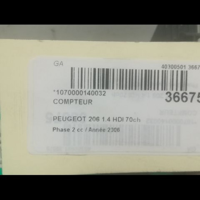 Compteur occasion PEUGEOT 206 Phase 2 02-2003->02-2009 1.4 HDI 70ch 6106LF 3