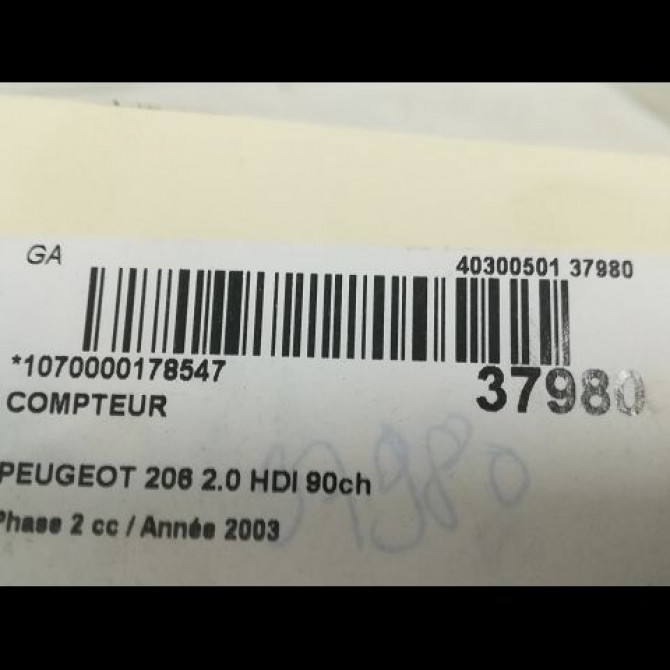 Compteur occasion PEUGEOT 206 Phase 2 02-2003->02-2009 2.0 HDI 90ch 6106LF 3