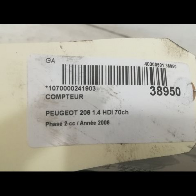 Compteur occasion PEUGEOT 206 Phase 2 02-2003->02-2009 1.4 HDI 70ch 6106LF 3