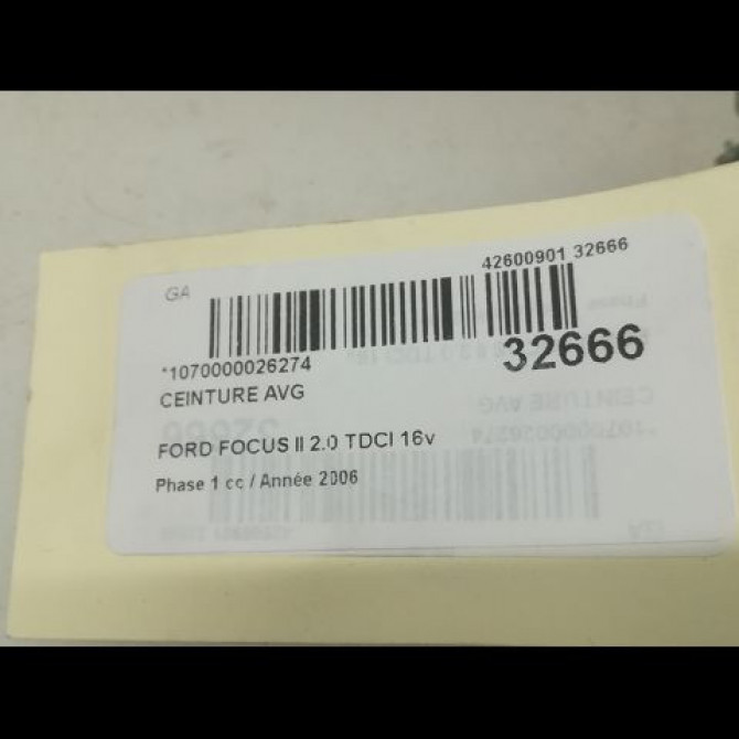 Ceinture avant gauche occasion FORD FOCUS II Phase 1 09-2004->12-2007 2.0 TDCI 16v 135ch 1480180 4