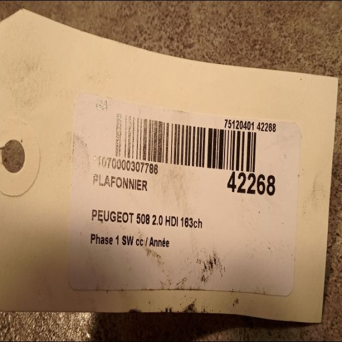 Plafonnier occasion PEUGEOT 508 Phase 1 04-1995->04-1999 2.0 HDI 163ch 6362CG 3
