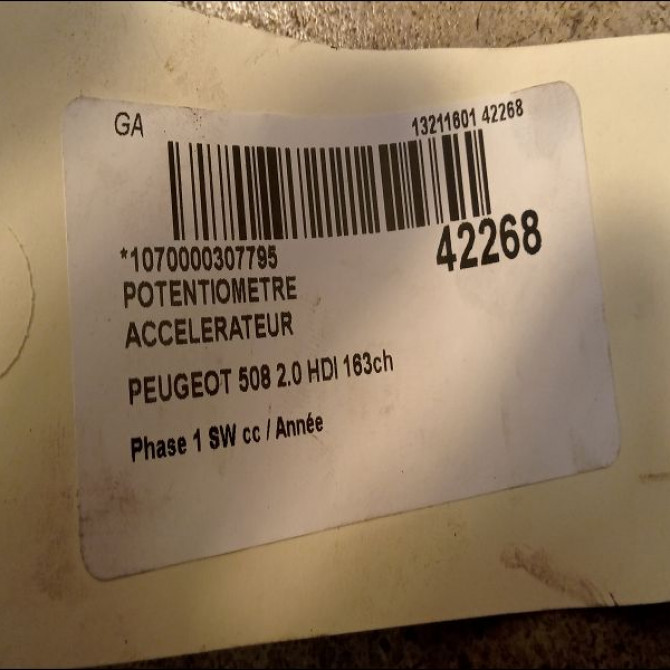 Potentiometre accelerateur occasion PEUGEOT 508 Phase 1 04-1995->04-1999 2.0 HDI 163ch 3