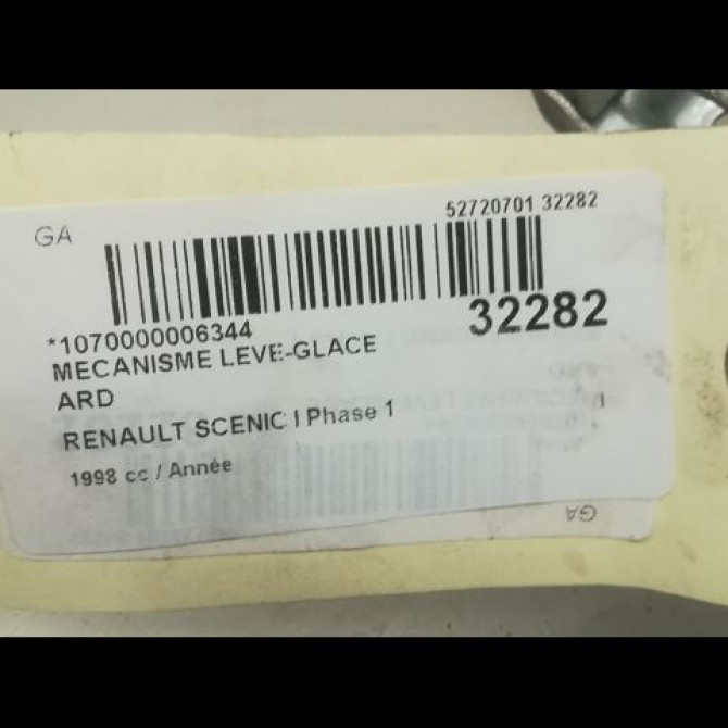 Mecanisme leve-glace arrière droit occasion RENAULT SCENIC I Phase 1 09-1996->08-1999 7700838597 4