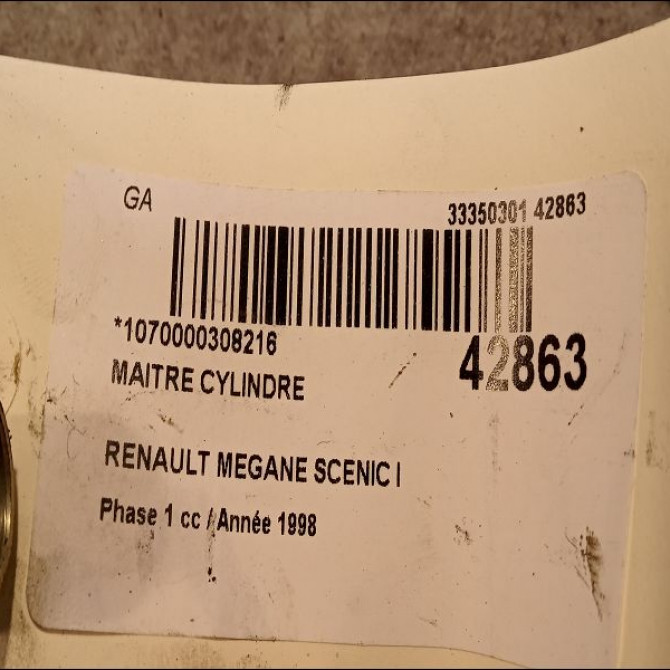 Maitre cylindre occasion RENAULT MEGANE SCENIC I Phase 1 09-1996->08-1999 1.9 D 7701205213 3