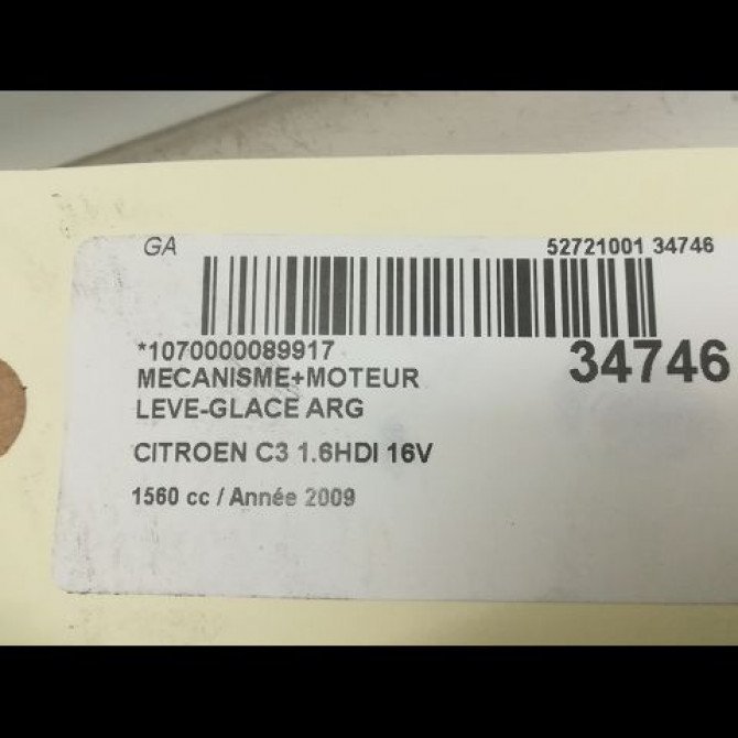 Mecanisme+moteur leve-glace arg occasion CITROEN C3 I Phase 2 10-2005->12-2010 1.6 HDi 16v 92ch 922388 5