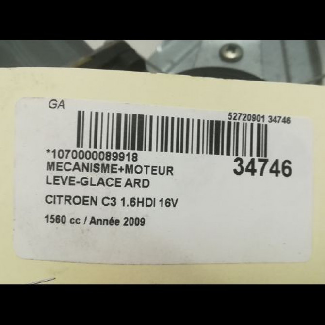 Mecanisme+moteur leve-glace ard occasion CITROEN C3 I Phase 2 10-2005->12-2010 1.6 HDi 16v 92ch 922487 5