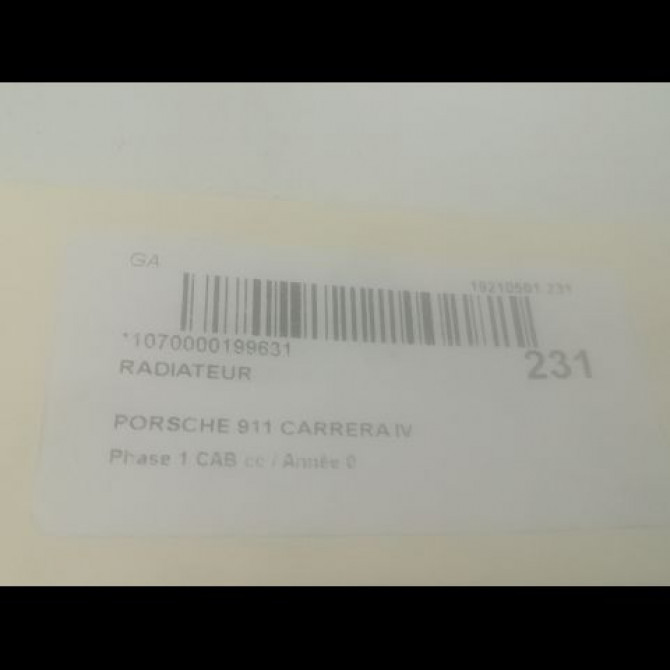Radiateur occasion PORSCHE 911 CARRERA IV Phase 1 CAB 02-1998->06-2005 3.6i 320ch 3