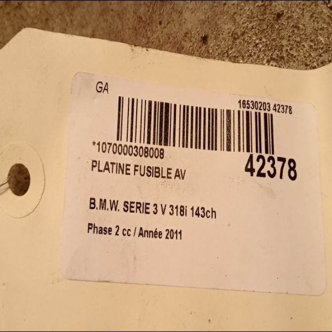 Platine fusible av occasion B.M.W. SERIE 3 V Phase 2 09-2008->12-2011 318i 143ch 61149119445 3