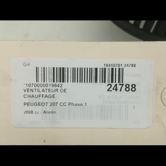 Ventilateur de chauffage occasion PEUGEOT 207 CC Phase 1 03-2007->... 3