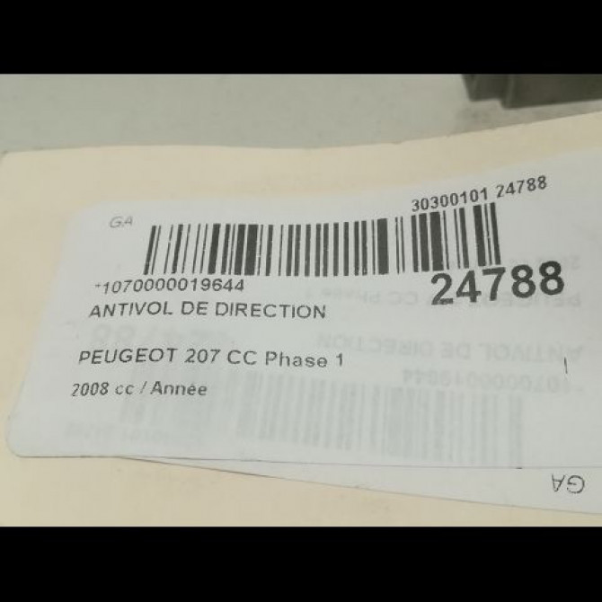 Antivol de direction occasion PEUGEOT 207 CC Phase 1 03-2007->... 4
