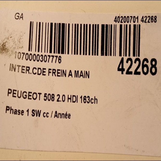 Interrupteur commande de frein a main occasion PEUGEOT 508 Phase 1 04-1995->04-1999 2.0 HDI 163ch 96772967ZD 3