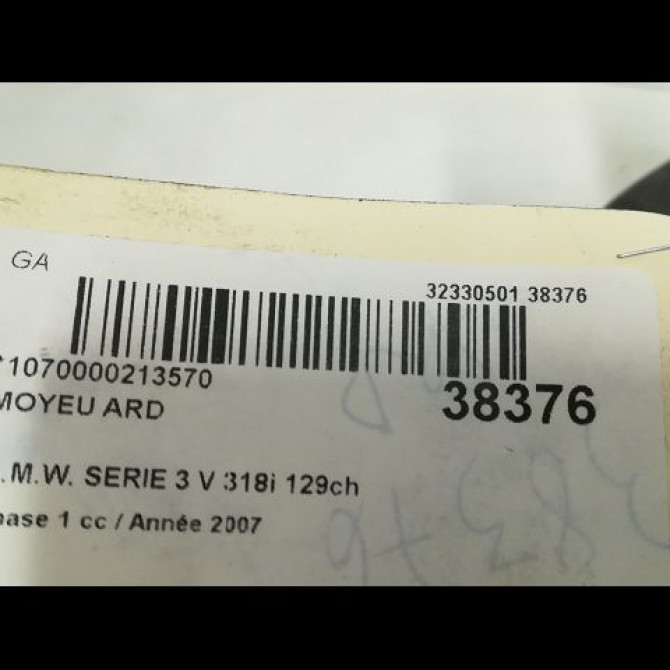 Moyeu ard occasion B.M.W. SERIE 3 V Phase 1 03-2005->09-2008 318i 129ch 33416762317 3