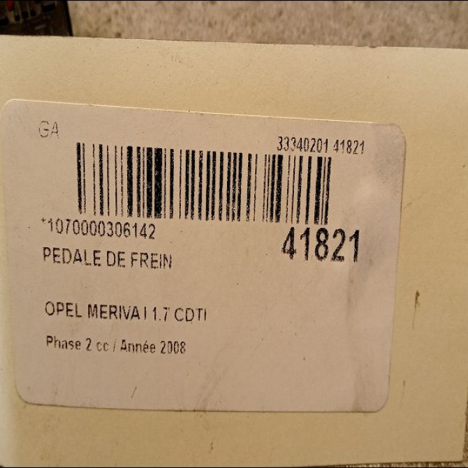 Pedale de frein occasion OPEL MERIVA I Phase 2 01-2006->09-2010 1.7 CDTI 100ch 2