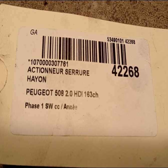 Actionneur serrure hayon occasion PEUGEOT 508 Phase 1 04-1995->04-1999 2.0 HDI 163ch 3