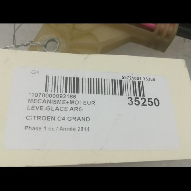 Mecanisme+moteur leve-glace arg occasion CITROEN C4 GRAND PICASSO II Phase 1 04-2013->... 1.6 e-HDi 115ch 9826076580 4