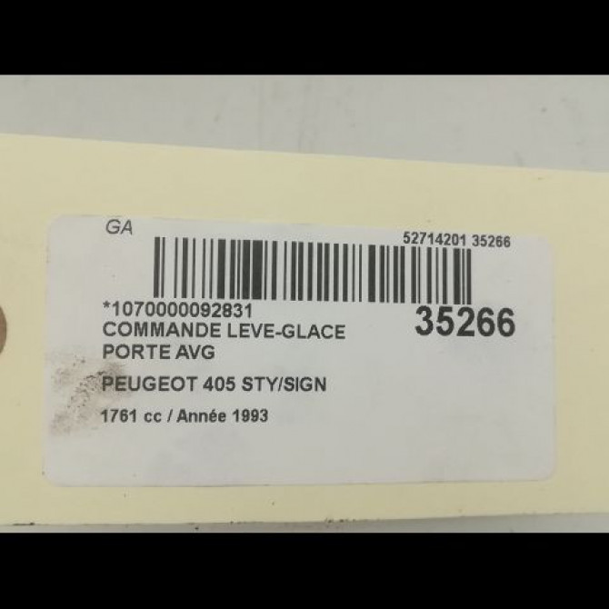 Commande lève-glace porte avant gauche occasion PEUGEOT 405 Phase 2 07-1992->06-1996 1.8i 100ch 6552W3 3