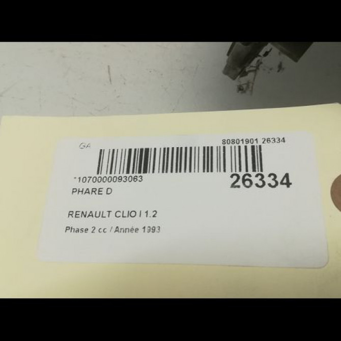 Phare droit occasion RENAULT CLIO I Phase 2 03-1994->03-1996 1.2 3
